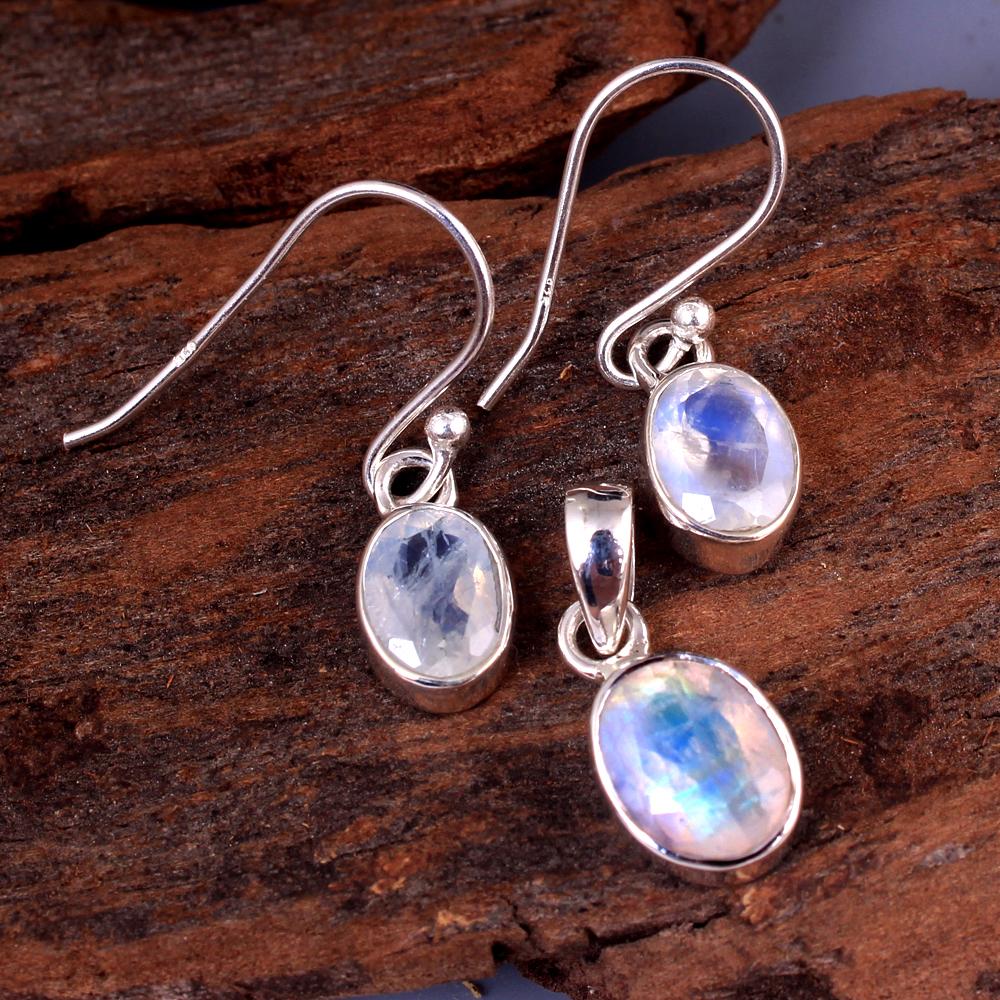 Набор серег с подвеской из лунного камня, 100% стерлинговое серебро 925 пробы, ювелирные изделия ручной работы, июньский камень