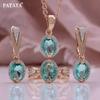 Rose Gold Color Micro-setting Process Color Artificial Zircon Earring Ring Pendant Necklaces Combo Set