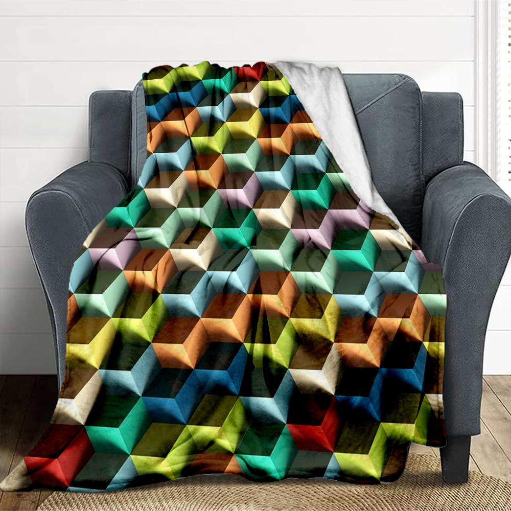 Color Blocks Flannel Blanket Throw Blanket Soft Warm Sofa Bed Camping Car home Decor Unique Christmas Gift C9301416