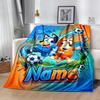 Bluey's Soccer Fun Personalized Name Blanket Cozy Customizable Blanket Ultra-Soft Versatile for Home Decor Chair Office Livingroom for All Occasions
