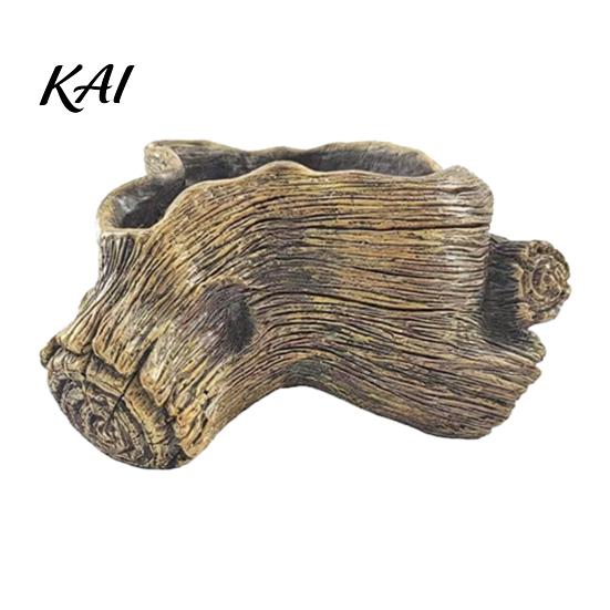 Durable Resin Succulent Pots Tree Stump Flowerpot for Succulents Small Plants, Imitation Wood Grain Planter Compact Flower Windowsills Indoor