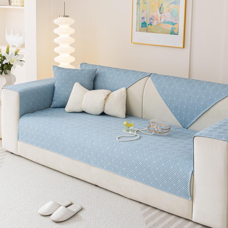 Summer Ice Silk Sofa Cushion, Summer Cold Feeling Mat Cushion, New Living Room Leather Sofa Non-slip Cover Cloth Towel
