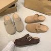 Новые женские тапочки-сабо из замши Модная пробковая подошва Пляжные тапочки Мягкие пробковые нескользящие женские тапочки-сабо