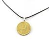 Stones and Minerals. Coin Necklace Belgium 5 Francs - Baudouin Ier Black Cord.