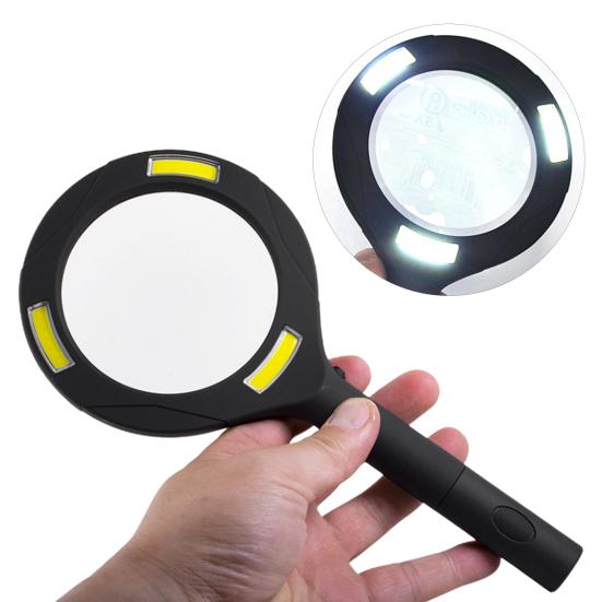 Увеличительное стекло с 3 лампами Многофункциональная портативная 3-кратная лупа Ручная лупа с подсветкой для пожилых людей Чтение осмотра монет Ювелирные изделия