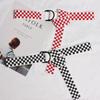 Hong Kong Style Street Trendy People Versatile Simple Black, Red and White Plaid Belt Double Buckle Super Long Webbing Hong Kong Style Belt
