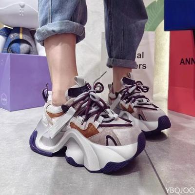 Осенне-зимняя мода Новые уличные повседневные женские туфли на толстой подошве с увеличением высоты Тренд Универсальные женские спортивные туфли