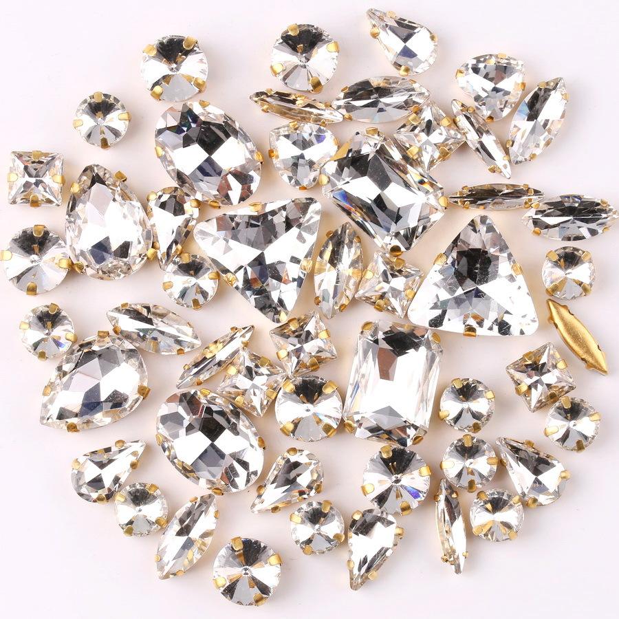 Mixed Glass Mocha AB Claw Drill Mocha Fluorescent Crystal Buckle Clothing Accessories Sewing Drill DIY Jewelry Accessories Rhinestone Sew On Beads