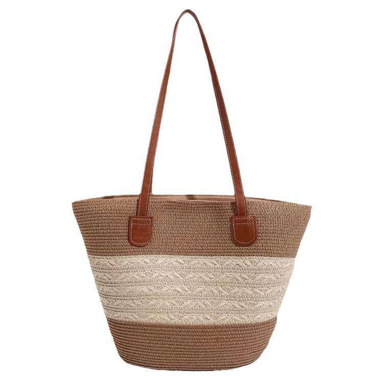 Большая женская соломенная пляжная сумка-тоут - летняя сумка, сумка на плечо с видом на море, в стиле корзины для овощей