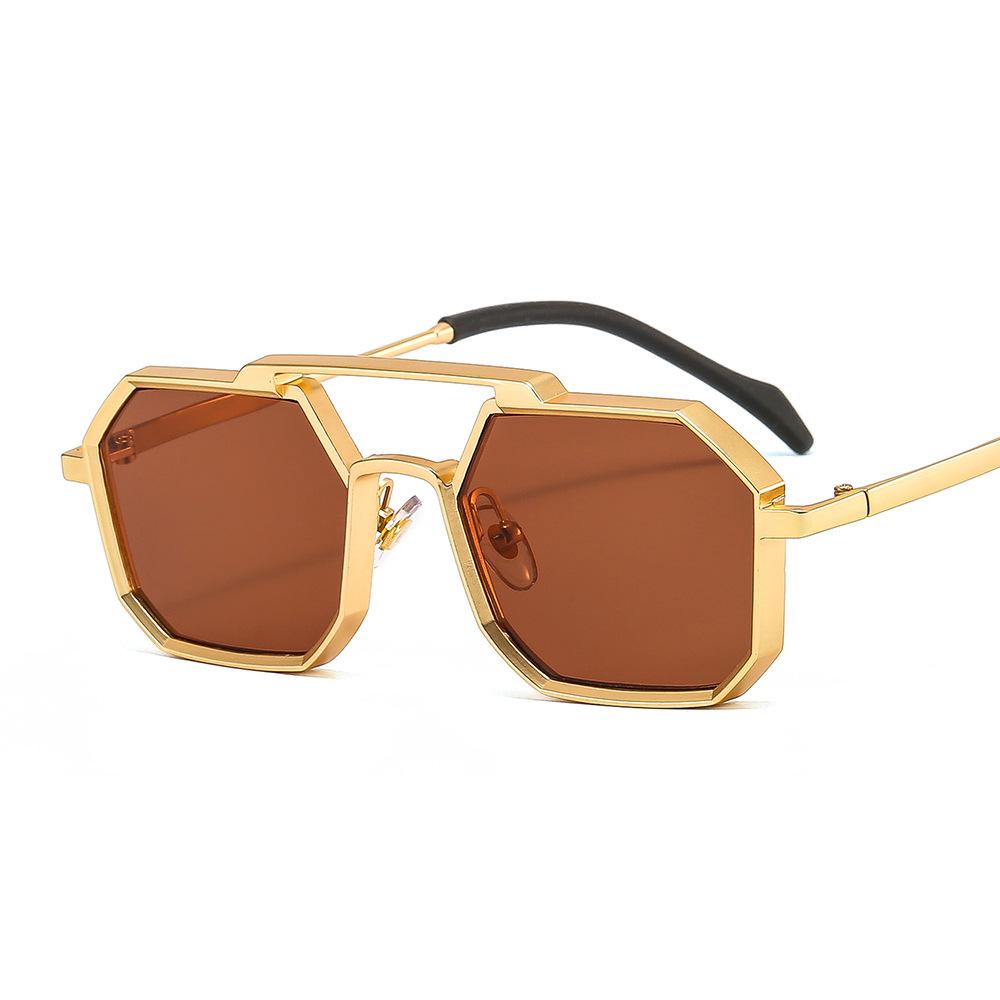 New Double Bridges Metal Large Frame Sunglasses UV400 Fashion Women Men Designer Mirror Eyewear Gafas de sol