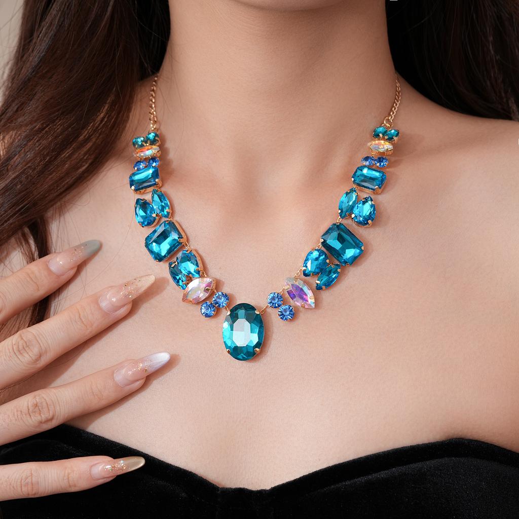 Необычный геометрический набор ожерелий с бриллиантами, легкая роскошь, высококлассные, модные и универсальные аксессуары