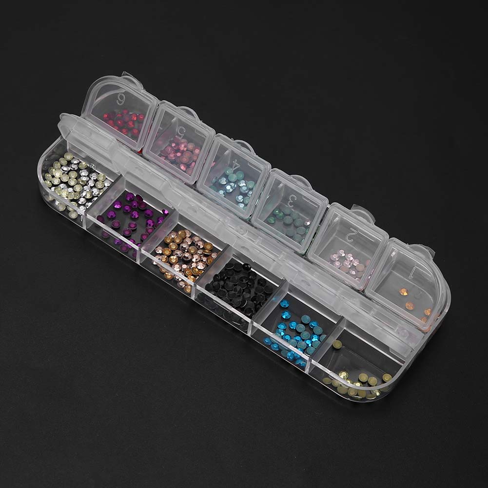 Nail Art Rhinestone Nail Decorations 12 цветов Маникюрные декоры Кристаллы для ногтей для маникюрного салона