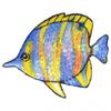 Iron-on Patch - MC - Blue and Yellow Fish - 4.5 Cm X 6 Cm - Shiny Sequins