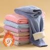 Children's Fleece-Lined Thickened Thermal Pants for Fall/Winter Medium-Large Sizes Solid Color Simple Pants