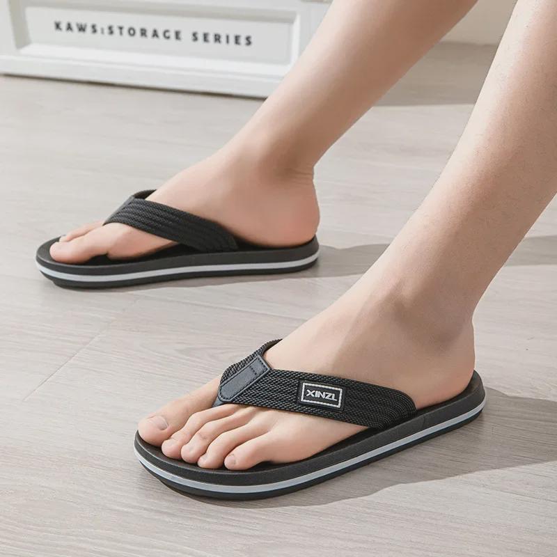 Мужские летние нескользящие повседневные шлепанцы для улицы и пляжа