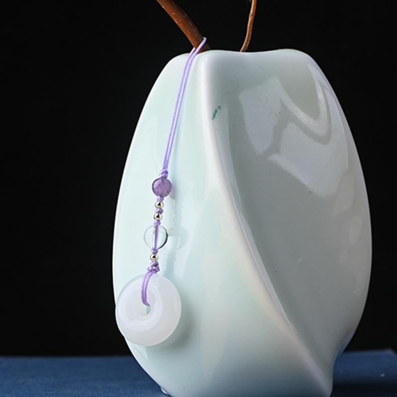 Винтажный кулон-пряжка из белого нефрита, цепочка для телефона, аксессуар, брелок в китайском стиле, уникальный подарок для женщин, девушек