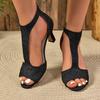 Heeled Sandals Women Back Zipper Fishmouth High Heels Women Shoes Summer Fashion Stiletto Women Sandals