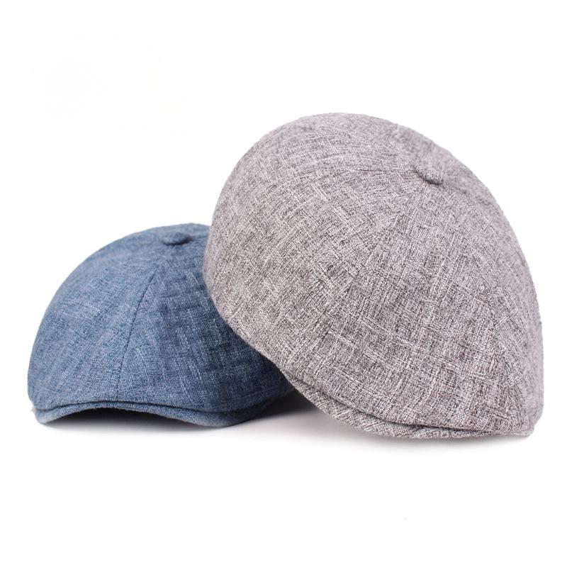 Берет из хлопка и льна для мужчин и женщин, кепка с язычком в стиле ретро, старая кепка, дорожная шляпа для улицы, одноцветный берет