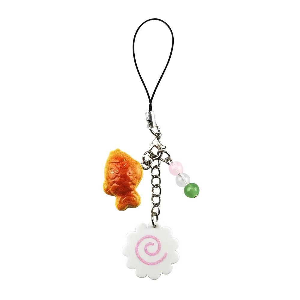 Japanese Fish Cake Keychain Pink Squid Roll Dango Phone Charm Food Taiyaki Pendant  Friends Gift