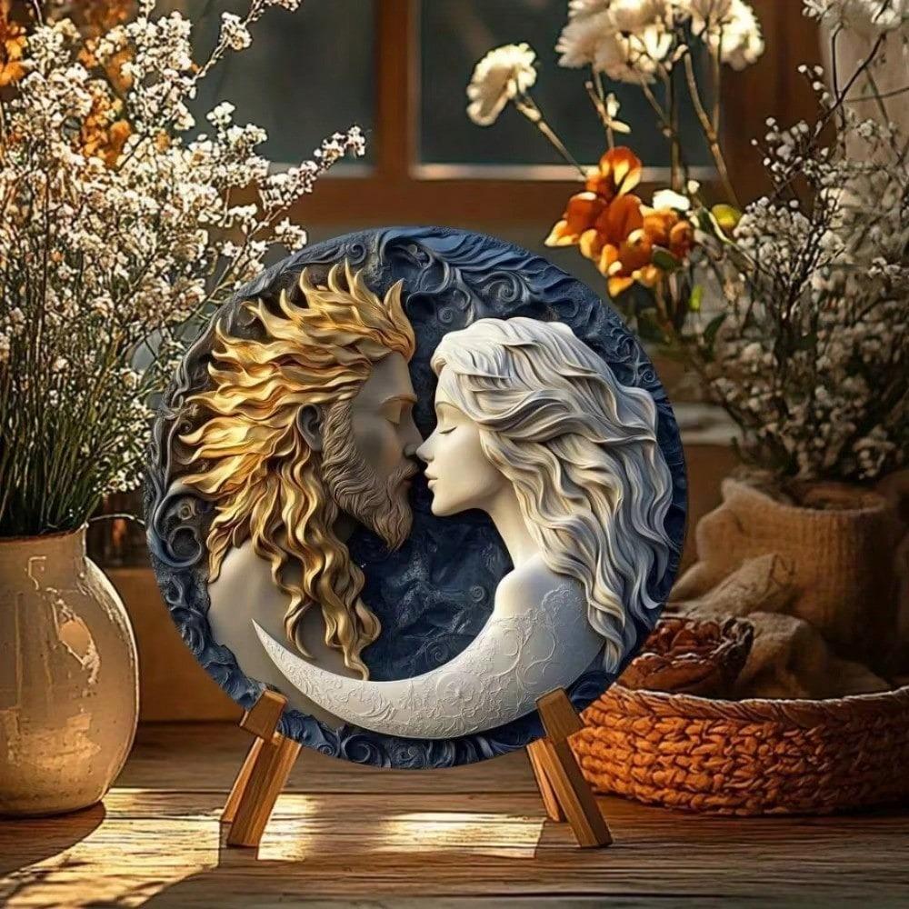 Vintage Sun Moon Retro Metal Wall Art Weatherproof Home Decor Kitchen Room Sign