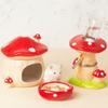 Ceramic Hamster House Mushroom Shaped Pet Habitat Nest Indoor Cartoon Sturdy Hamster Hide Bed For Small Animal Food Bowl