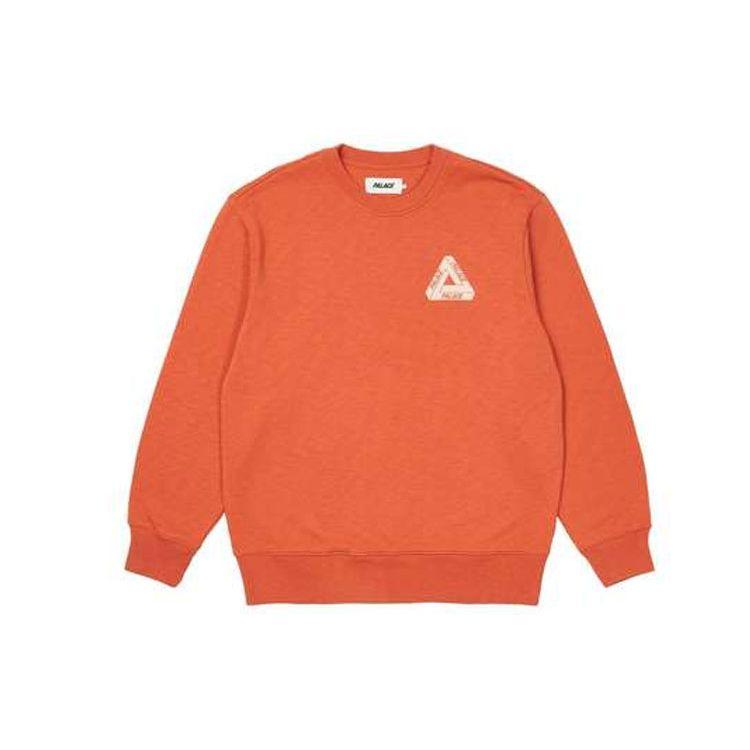 Palace FW21 Толстовка Slub с круглым вырезом и треугольным принтом Толстовка унисекс Оранжевая P21CS070
