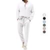 Spring Autumn Men's Solid Color Casual T-shirt Long-sleeved Shirt Trousers Suit