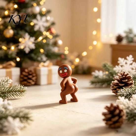 PLA Material Novelty Statue 3D Printed Naked Gingerbread Man Figurine, Funny Twisting Butt Ornament Cute Fun Christmas Tabletop Decor for Home Decor,