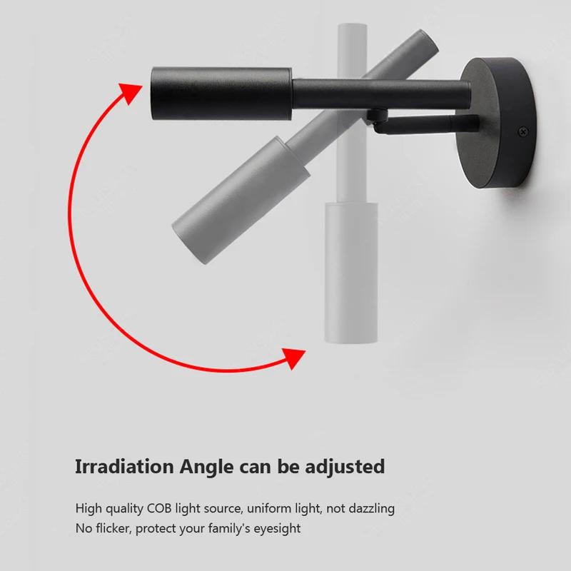 Modern Adjustable Rotaion Wall Light Minimalist Spotlight 7W LED Chandelier Reading Lights for Bedroom Hotel Night Book Lamp
