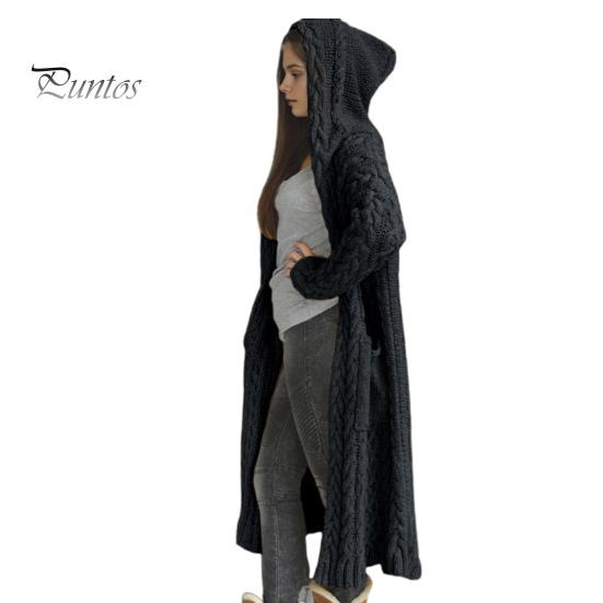 Женская куртка-свитер с карманами, средней длины, с капюшоном, трикотажная скрученная текстура, однотонная, с длинным рукавом, куртка больших размеров, плотная, повседневная верхняя одежда для поездок на работу