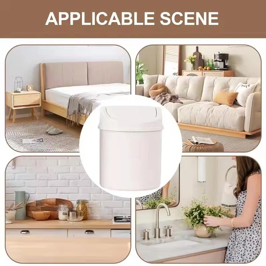 1pc- Mini Desktop Bin Small Trash Can Tube with Cover Bedroom Trash Can Garbage Can Clean Workspace Storage Box Home Desk