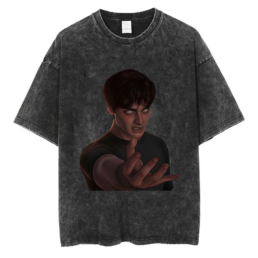 Vintage Washed Will Byers Graphic T Shirt Mens Fashion Pop TV Show Short Sleeve Tshirts Casual Cotton Tshirt Streetwear