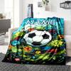 Custom Name Soccer Theme Printed Blanket - Perfect for Couch, Bed, Travel & Outdoor Use | Machine Washable, Cozy & Durable.