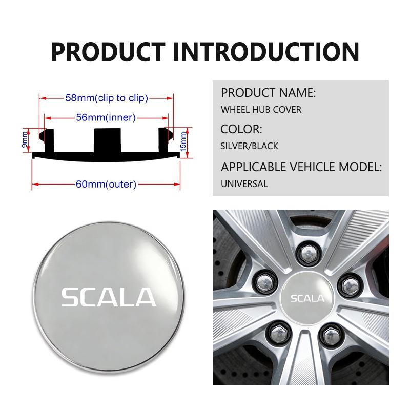 SIIY1 Wheel Hub Sticker Base Wheel Center Cap Exterior Accessories For Skoda Scala Kamiq MK3 VisionS Derivative Karoq Yeti Roomster