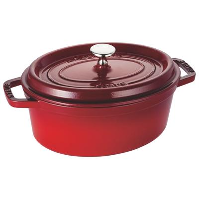 Staub Cocotte Oval Cherry Оба отлиты вручную эмалированный горшок IH совместимый японский La Cocotte Oval "Pico 23 см" [Авторизованный продукт] 40509-830