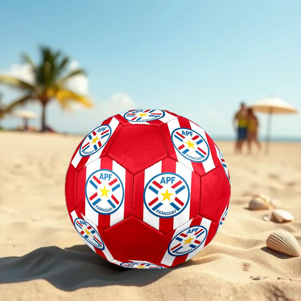 Paraguay national football logo Size 5 Soccer Ball, Machine-Stitched PVC, Durable & High Bounce, All Ages Fit, fan merchandise, matches & outdoor use.