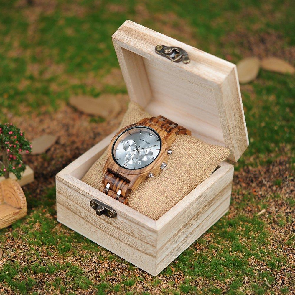 Часы BOBO Bird Wood Watch Luxury Wood Metal Strap Chronograph Date Display Quartz Watch Versatile Watch Metal White Men's Men's