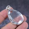 White Topaz Gemstone Handmade 925 Sterling Silver Jewelry Pendant 2.25" v9L27