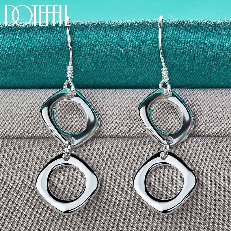 Квадратные серьги Серебряная бижутерия