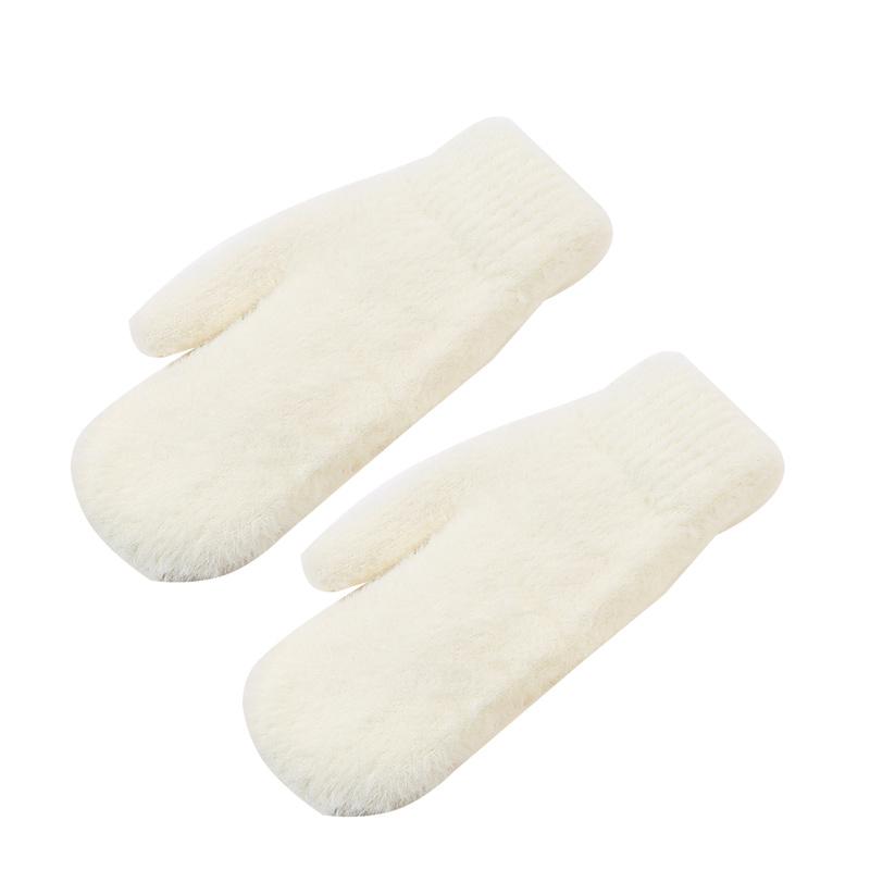 Женские зимние теплые кашемировые однотонные искусственные меховые норки эластичные мягкие варежки с полными пальцами милые перчатки для девочек