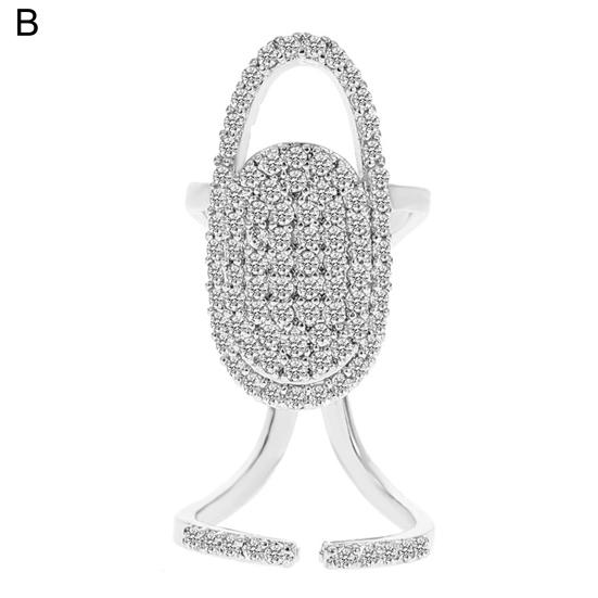 Кольцо для ногтей, полое блестящее кольцо со стразами, инкрустированное сверкающими регулируемыми отверстиями, геометрическое маникюрное кольцо для женщин