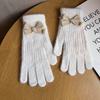 Bowknot Touch Screen Gloves Elastic Cycling Gloves New Winter Knitted Gloves  Women