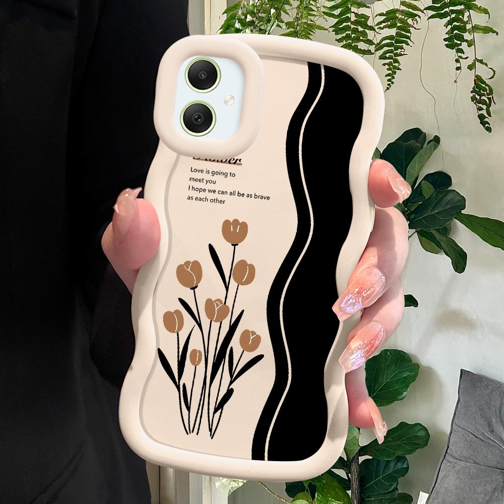 Tulips Pattern Soft Phone Cover for Samsung Galaxy A52 A73 A12 A11 S24 Ultra 5G S23 S22 S21 S20 FE Wave Edge Shockproof Protective Rubber Case