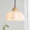 Cerdeco Wooden Pendant Woodgrain Natural Wood and Milk Warm and Japanese Nordic Modern Hanging Indirect Ceiling E26 Lamp Sold PD007 Light, Lamp,