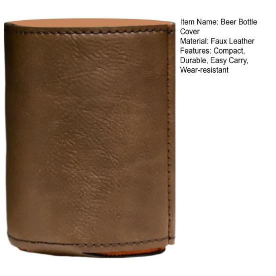 Beer Bottle Cover for Dad Faux Leather Sleeve Keeps Beverages Cold Great Gift for Father's Day Birthday or Any Special Occasion