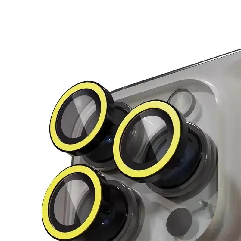 Светящееся металлическое кольцо Защита объектива камеры для IPhone 17 Air 14 15 16 Pro Max Plus 13 Mini 17Pro 17Air i17 Ночник Чехол для объектива