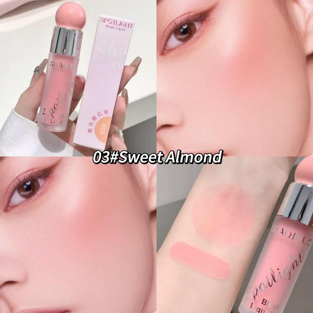 SHAQINUO Сияющие жидкие румяна и хайлайтер дуо 12ч сияние росы Легкий водно-гелевый Наслаиваемый Зеркало