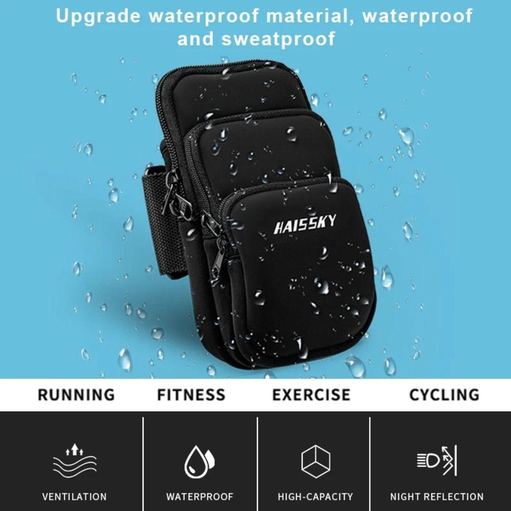 Large Capacity Running Phone Bags Three Pockets Mobile Phone Arm Bag Arm Band Pouch Outdoor Sports