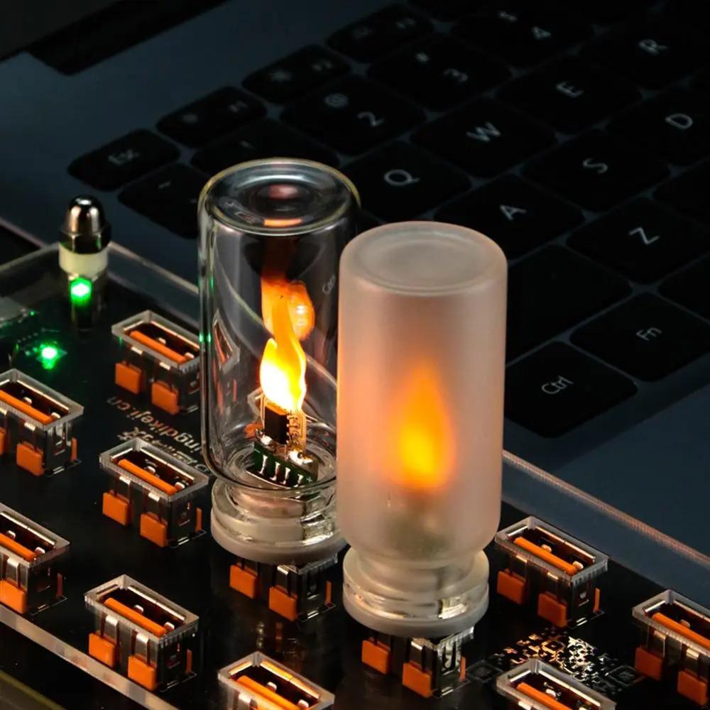 Ретро USB Светодиодная нить Ночник Желтый Теплый Свет Лампочка Пламя Окружающий свет Для Домашнего Декора Аварийное Освещение