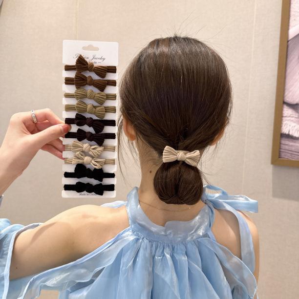 5-10Pc/Set Coffee Women Bowknot Hair Bands Elastic Headbands Black Bow Tie Scrunchies Headwear Girl Korean Hair Accessories Gift